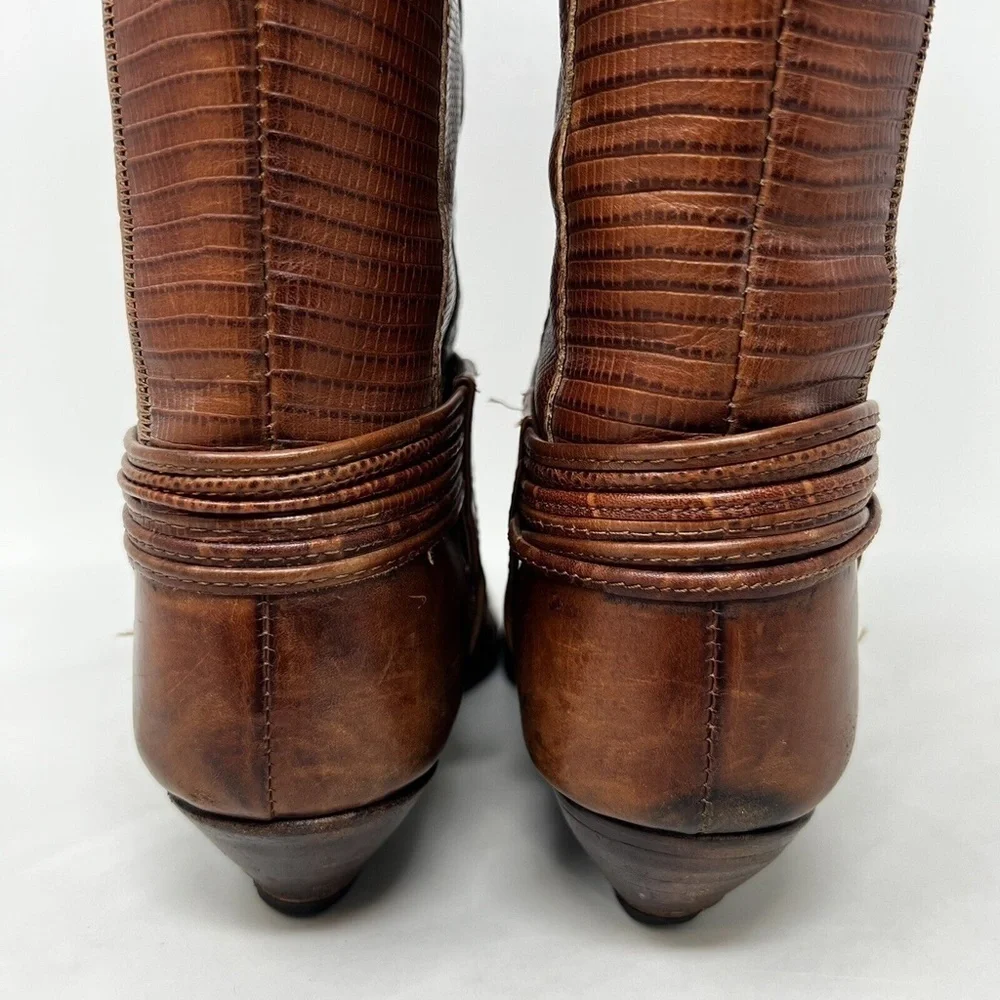 Circle S LTD Women's Western Cowboy Brown Leather Iguana Boots Size 6 M - Picture 5 of 12